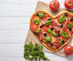 Green leaf olive heart pizza Stock Photo 03