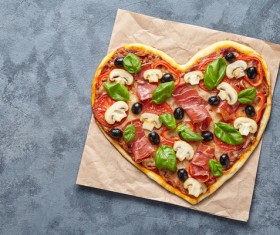 Green leaf olive heart pizza Stock Photo 04