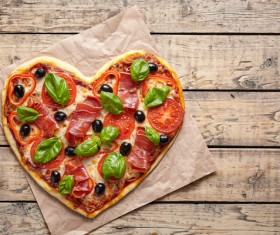 Green leaf olive heart pizza Stock Photo 05