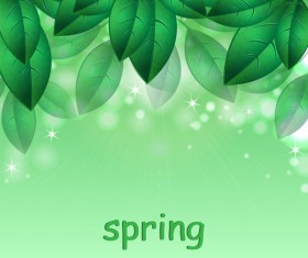 Green leaves with spring backgrounds art vector 03
