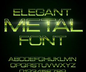 Green metal alphabet with number shiny vector