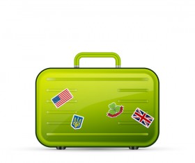 Green polycarbonate suitcase vector material 01