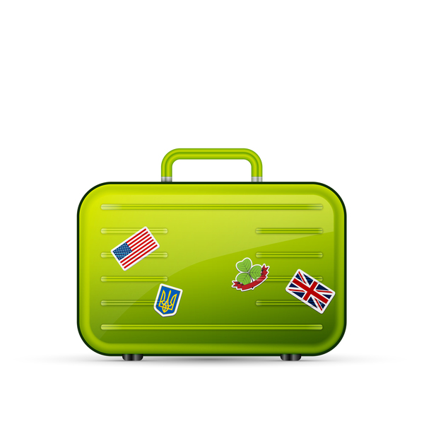 Green polycarbonate suitcase vector material 01
