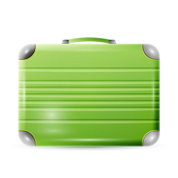 Green polycarbonate suitcase vector material 02