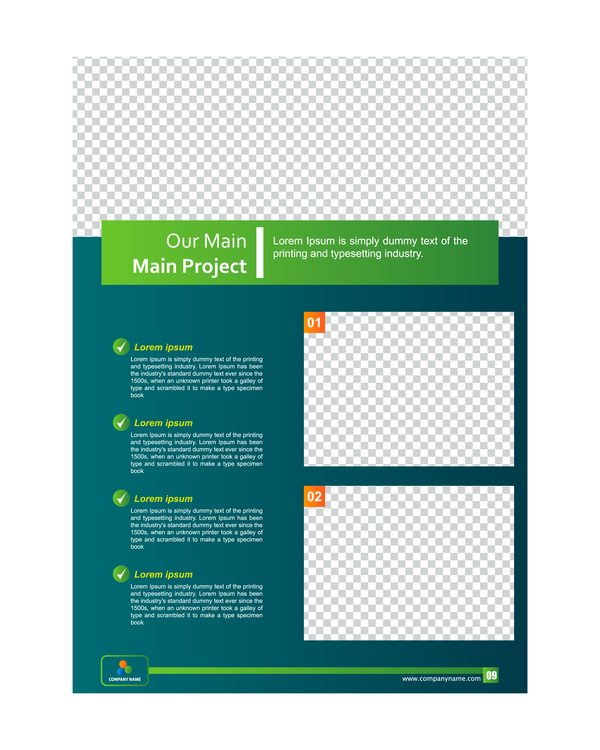 Green styles cover brochure template vectors set 09