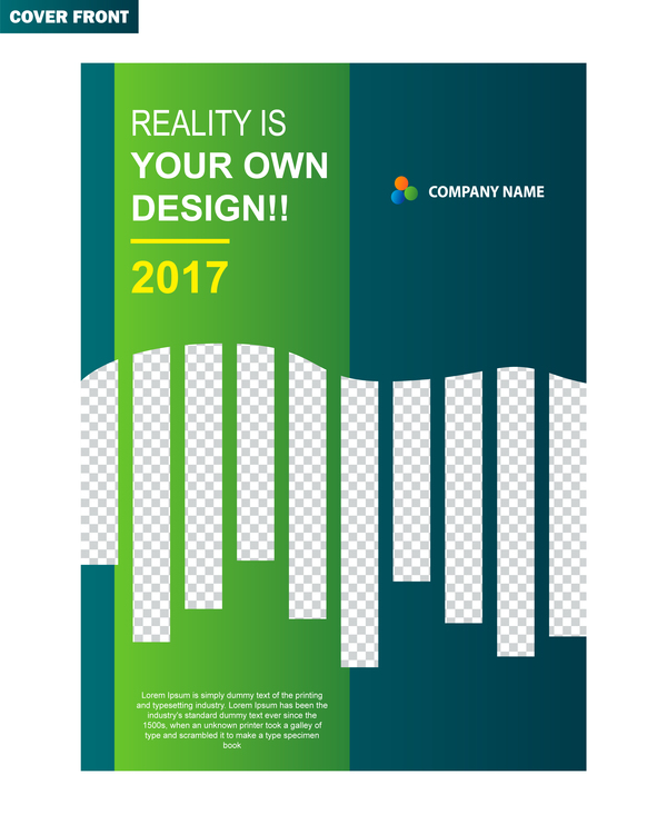 Green styles cover brochure template vectors set 15