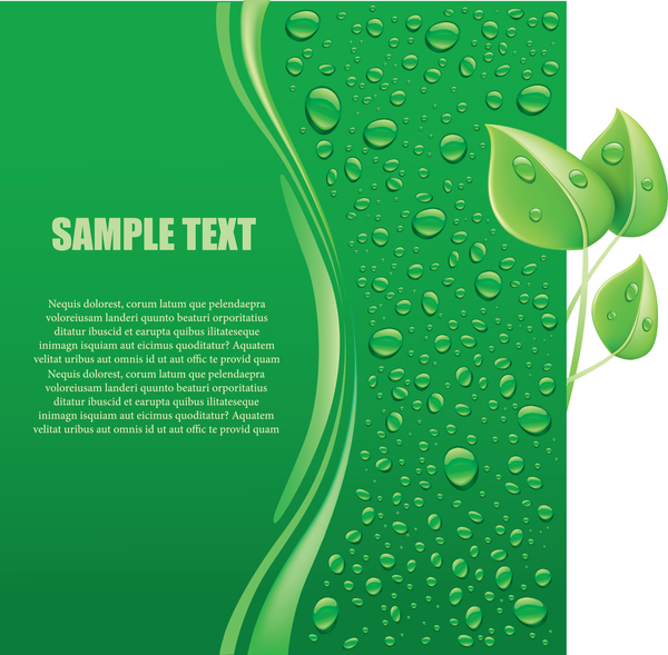 Green water droplets with text green background vector