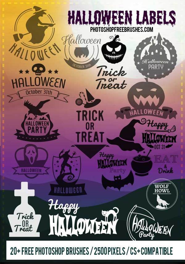 Halloween labels photoshop brushes