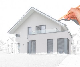 Hand painted residential design Stock Photo