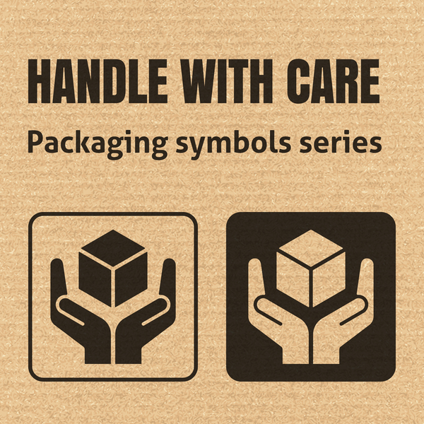 Handle with care packaging icons series vector
