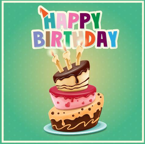 Happy birthday cards with cake vector 01