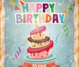 Happy birthday cards with cake vector 02