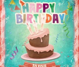 Happy birthday cards with cake vector 03