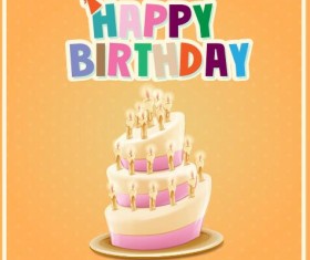 Happy birthday cards with cake vector 04