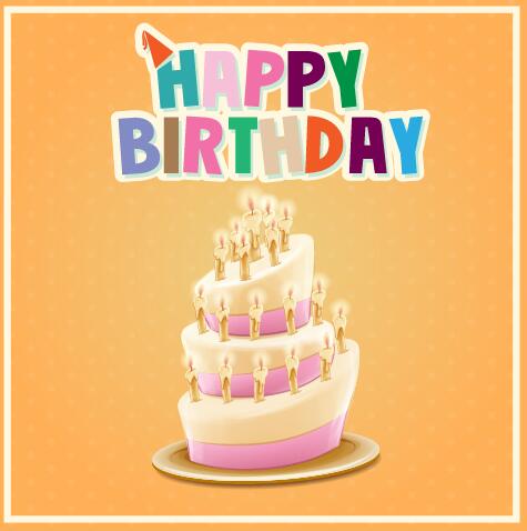 Happy birthday cards with cake vector 04 free download