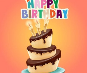 Happy birthday cards with cake vector 05