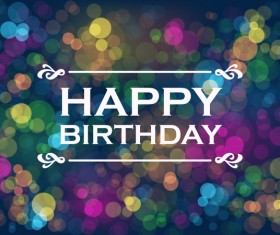 Happy birthday colored halation background vector 01