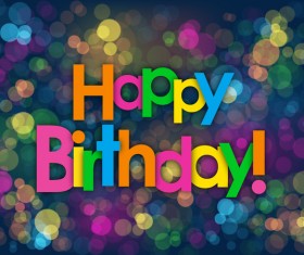 Happy birthday colored halation background vector 04