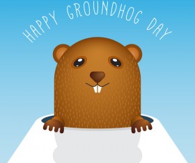 Happy groundhog day cartoon vectors 01