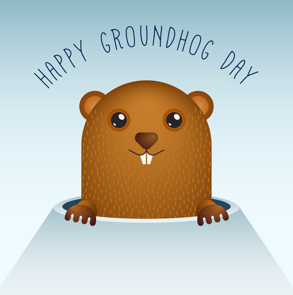 Happy groundhog day cartoon vectors 02