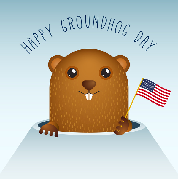 Happy groundhog day cartoon vectors 03
