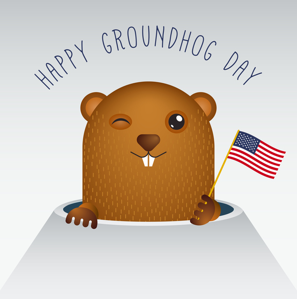 Happy groundhog day cartoon vectors 07