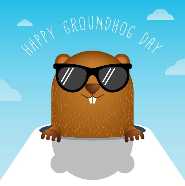 Happy groundhog day cartoon vectors 09