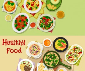Healthy with delicious food vector template 01