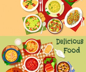 Healthy with delicious food vector template 02
