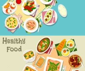 Healthy with delicious food vector template 03