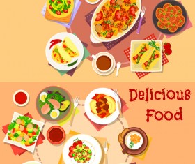 Healthy with delicious food vector template 04