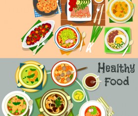 Healthy with delicious food vector template 05