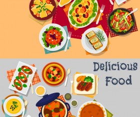 Healthy with delicious food vector template 06