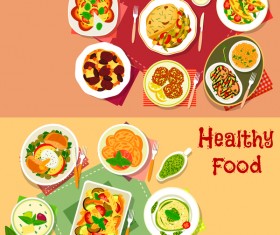 Healthy with delicious food vector template 07