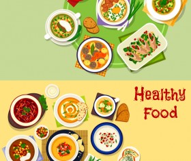 Healthy with delicious food vector template 08