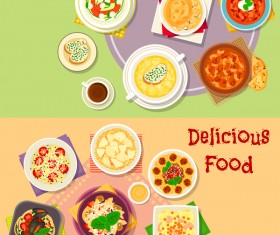 Healthy with delicious food vector template 09
