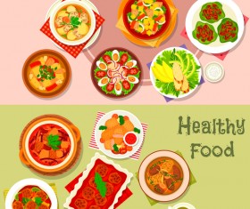 Healthy with delicious food vector template 10