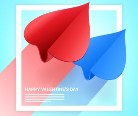 Heart aircraft with valentine day card vectors 01