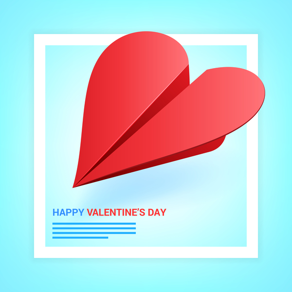 Heart aircraft with valentine day card vectors 02