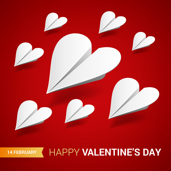 Heart aircraft with valentine day card vectors 03