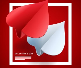 Heart aircraft with valentine day card vectors 04