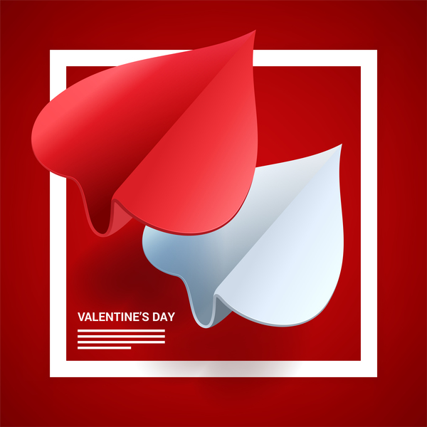 Heart aircraft with valentine day card vectors 04