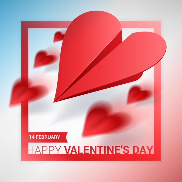 Heart aircraft with valentine day card vectors 06