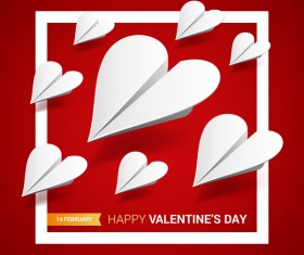 Heart aircraft with valentine day card vectors 07
