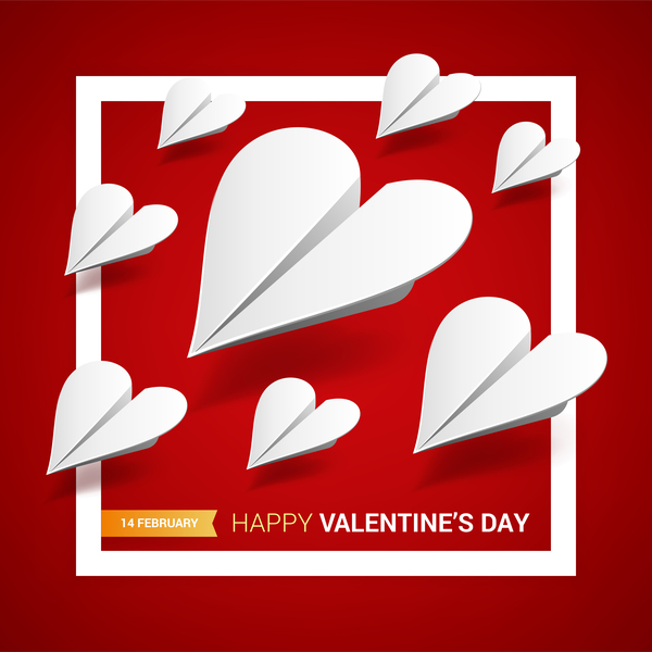 Heart aircraft with valentine day card vectors 07