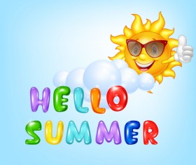 Hello summer cartoon vector material 01
