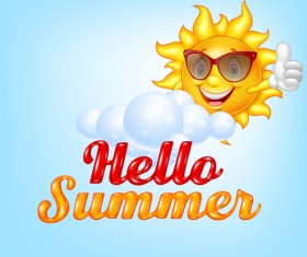 Hello summer cartoon vector material 02