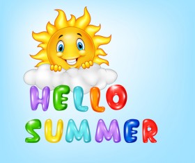 Hello summer cartoon vector material 03