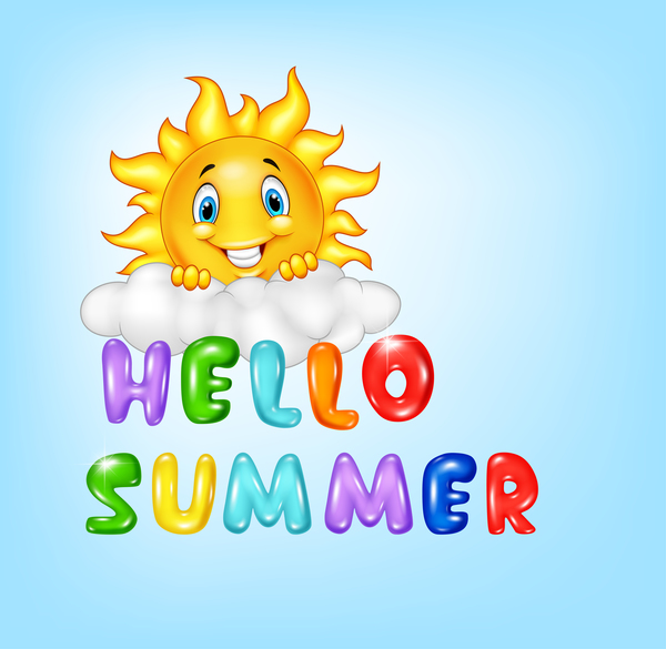 Hello summer cartoon vector material 03