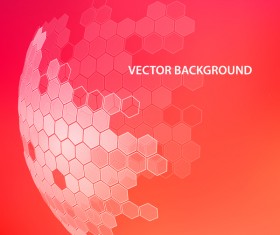 Hexagonal with spherical and red background 01